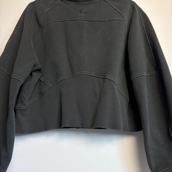 Lululemon Scuba Oversized Funnel Neck Half Zip Crop Sweatshirt Sz M/L Black READ - Picture 14 of 16